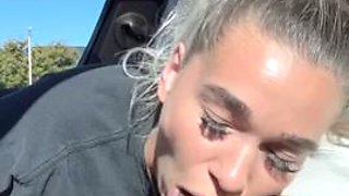 Blonde petite teen suck and ride bbc in car I found her at meetxx.com