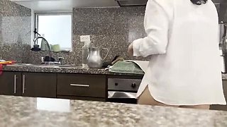 Hot Lesbian Kitchen Sex - Latina Stepsister Eats Pussy While Hubby Sleeps