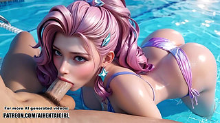 League of Legends Seraphine cosplay Missionary Sex, Blowjob and Massive Facial Cumshot Uncensored Hentai AI generated