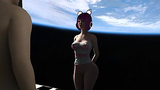Cute japanese anime catgirl gets fucked on a space station