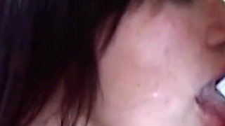 Hot Threesome! Dark-haired Horny Slut! Gets Fucked by Big Cocks!