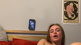 Self filmed 19 y.o emo slut fingering her tight pussy and taking it rough