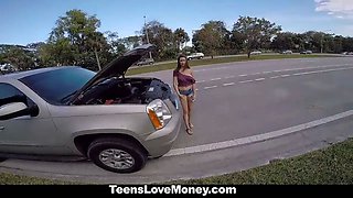 Teenslovemoney - huge titted beauty (Ashley Adams) gets towed, fucked and paid!
