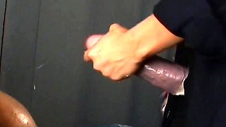 CFNM femdom in uniform dominates sub by tugging
