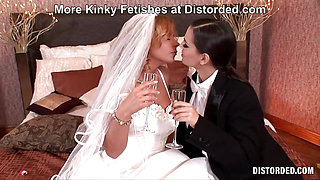 Eve Angel and Dorothy Black use Strap-on on Wedding Night at Distorded