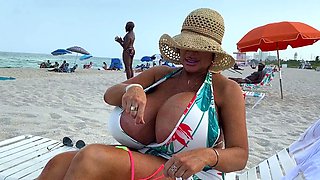 Topless beach woman big boobs Candid HQ
