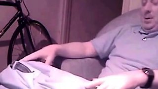 Old Guy Receives Blowjob From Young Skinhead Girl On Webcam