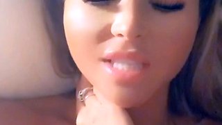 Glamour babe with big boobs masturbates in lingerie