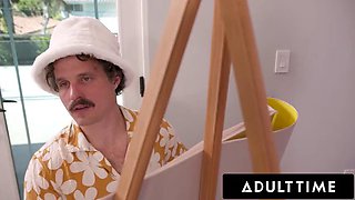 ADULT TIME - Slutty Chloe Surreal Gets Naked  Gives Sloppy BJ To Pervy Artist While Stepmoms Away!
