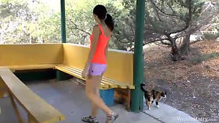 Hairy woman Efina gets turned on outside walking - WeAreHairy