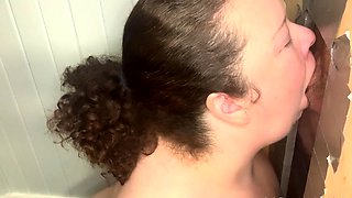 Glory hole blowjob busty amateur blonde fucking