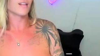 Big Tits Tranny Strokes her Big Cock