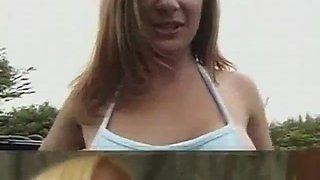 Teenager Alice takes a ample black lollipop from the 1990s!