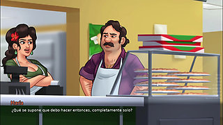 Stepmom goes into the bathroom to masturbate her stepson