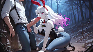 ATKINS HEAVEN - Late Night Blowjob By A Sexy Bunny With Thick Thighs In A Forest