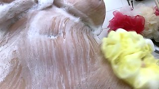 Cute blonde with big boobs solo