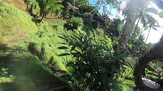 Big booty Thai girlfriend garden sex