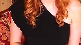 Sexy Redhead Lauren Spreads Her Legs Wide