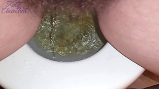 Extreme Closeup Hairy Pussy Pissing Into Toilet