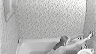 Hidden masturbation in bath (Water jet orgasm)