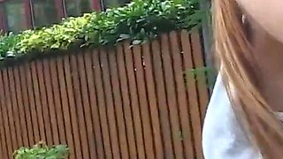 Chessie Kay shows off her natural boobs and pisses on the grass along the boulevard to be happy