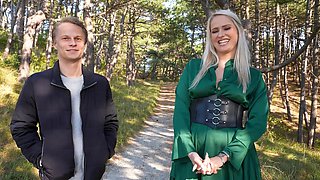 Couple fucking outdoors with long hair melicious action