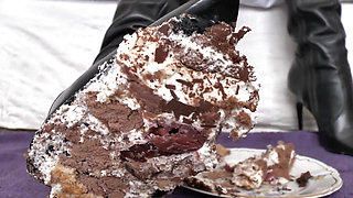 Smoking Mistress and Cake From Boot Soles POV Clip, Lady Victoria Valente