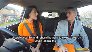 Hot suntanned college girl given a excellent ol' fashion facial cumshot - fake driving school
