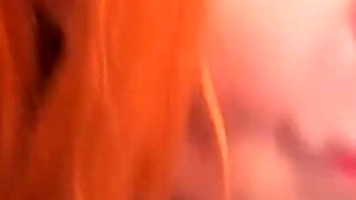 Mature Redhead Lady 50+ Striptease in Transparent Emerald Dress