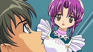 Sexy anime maid sucks dick