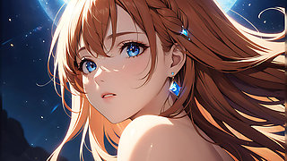 Ethereal Ascent: a Beautiful Young Woman Wrapped in Celestial Light