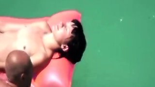 My nudist niece Emma floating in the sea (voyeur)