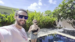 Hot Babe Takes a Swim and Gets My Cock Poolside