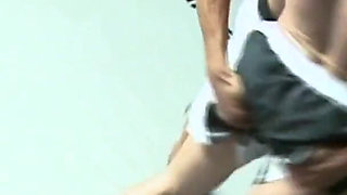 Big tits brunette getting fucked in her trimmed pussy