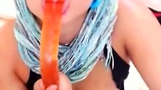 Arab Girl Pleasures Herself with Dildo on Webcam