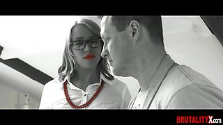 Office slut copulated roughly in the booty after she gagged