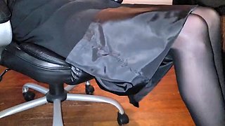 Long black lined office skirt