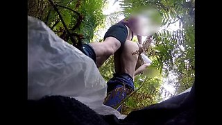 UDA outdoor sex with hot MILF in forest - doggy style fucking near hiking trail almost caught