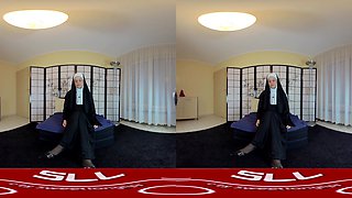 The Horny Nun - Costume Nun Lingerie Toying - Sexlikereal
