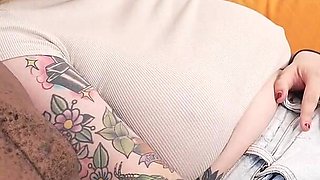 Split Tongue Goth PAWG Pennie Layne Loved Licking His Nipples While Jerking Him off! Pennie Layne Nipple Licking Handjob