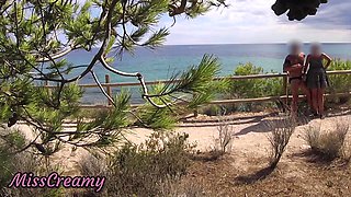 Dick Flash - I Pull Out My Cock in Front of a French Girl... Beach Path and She Helps Me Cum in Mounth Caught!!!