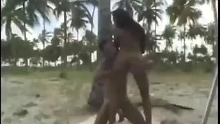 Young mulatto with a hot ass moaning and cumming, giving her pussy and very tasty spit on the northeast beach: Porn