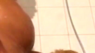 Big natural boobs blonde milf pussy fucking in the bathroom