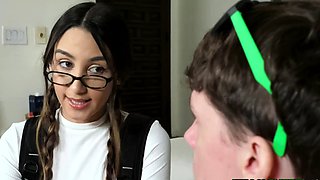 Lucky stud gives in with the nerdy offer from Natalia Nix