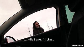 cutie gets her pink pussy fucked in the car