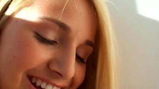 Blonde Brazilian minx playing with sex toys