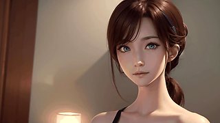 Anime babe teases her big boobs, rides a cock and takes a cumshot