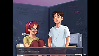 Summertime Saga Sexy Huge Tits Is Covered with a Lot of Cum Shots