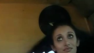 Teen in heat sucks big cock outdoors