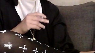 Hot Nun Smoking Garter Stockings